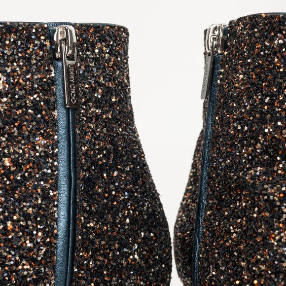 Jimmy Choo Hanover 65 Amethyst Mix Twinkle Glitter Buckled Booties - Picture 8 of 11